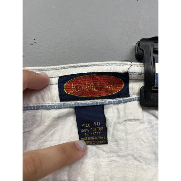 Jas‎ McLeith Striped Shorts Mens Sz 40 Vintage Deadstock Blue White Pleated NEW - Picture 4 of 6